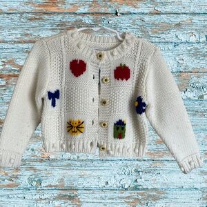 Copper Key Cream Knit Cardigan with Colorful Accents